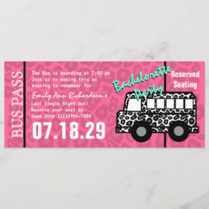 Bachelorette Party Leopard Bus Pass Programmakaart