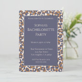 Bachelorette Party-Leopard Patroon-Blauw en Bruin- Kaart (Staand voorkant)