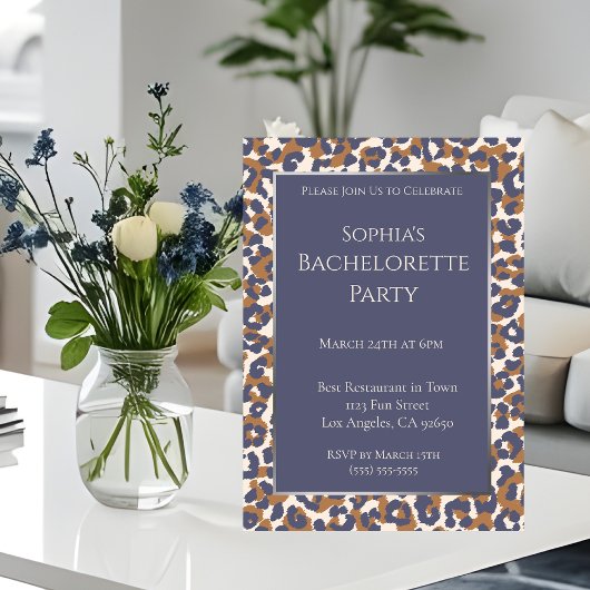 Bachelorette Party-Leopard Patroon-Blauw en Bruin- Kaart