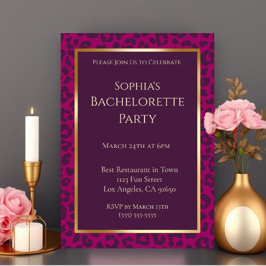 Bachelorette Party-Leopard Print -Magenta- Kaart
