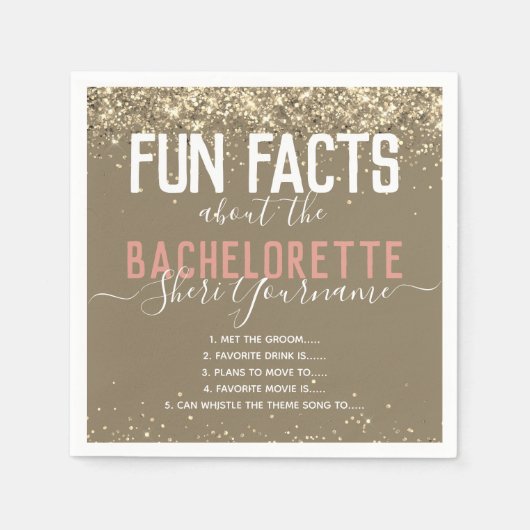 Bachelorette Party Leuke Feiten Gouden Glitter Gir Servet (Voorkant)