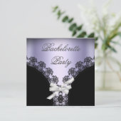 Bachelorette Party Lila Paarse zwarte kant Kaart (Staand voorkant)