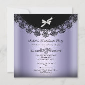 Bachelorette Party Lila Paarse zwarte kant Kaart (Achterkant)