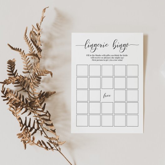 Bachelorette Party Lingerie Bingo Kaart Game Brida
