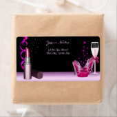 Bachelorette Party Lipstick Pink Shoes Champagne Etiket (Insitu)