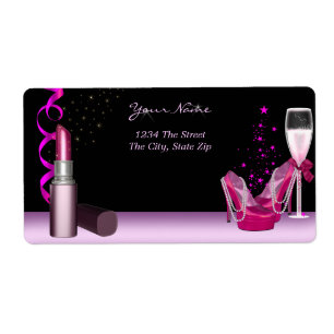 Bachelorette Party Lipstick Pink Shoes Champagne Etiket