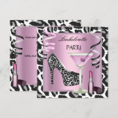Bachelorette Party Lipstick Roze luipaard schoenen Kaart (Voorkant / Achterkant)