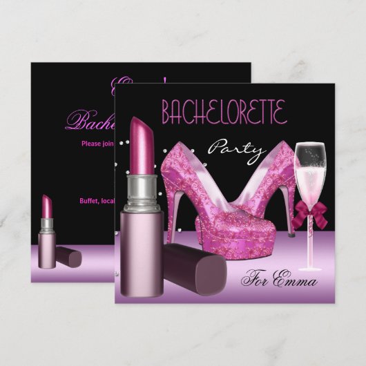 Bachelorette Party Lipstick roze schoenen Kaart (Voorkant / Achterkant)