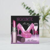 Bachelorette Party Lipstick roze schoenen Kaart (Staand voorkant)