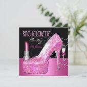 Bachelorette Party Lipstick roze schoenen Kaart (Staand voorkant)