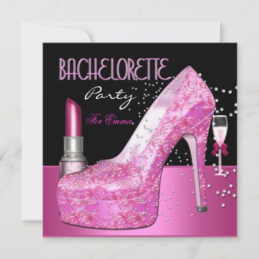 Bachelorette Party Lipstick roze schoenen Kaart (Voorkant)