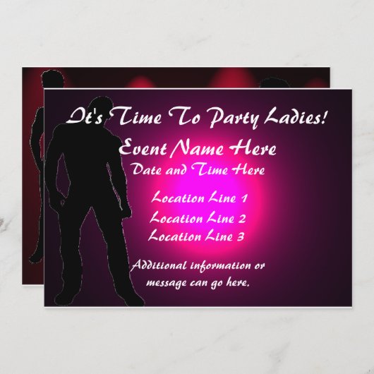 Bachelorette Party/Male Strip Club nodigt uit Kaart (Voorkant / Achterkant)