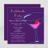 Bachelorette Party Martini Glass Invitation Kaart (Voorkant / Achterkant)