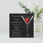 Bachelorette Party Martini Glass Invitation Kaart (Staand voorkant)