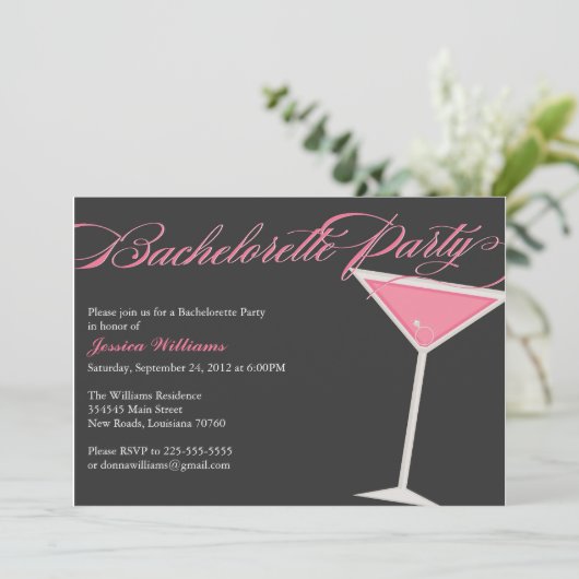 Bachelorette Party Martini Kaart (Staand voorkant)