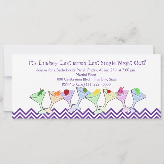 Bachelorette Party, Martini Parade Kaart (Voorkant)