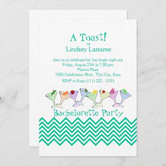 Bachelorette Party, Martini Parade Kaart (Voorkant / Achterkant)