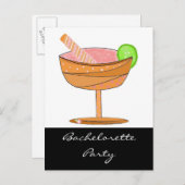 Bachelorette Party met roze Fancy Drink Uitnodiging Briefkaart (Voorkant / Achterkant)