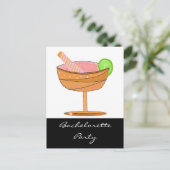 Bachelorette Party met roze Fancy Drink Uitnodiging Briefkaart (Staand voorkant)