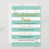 Bachelorette Party Mint Green Stripe Uitnodiging (Voorkant)