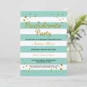 Bachelorette Party Mint Green Stripe Uitnodiging (Staand voorkant)
