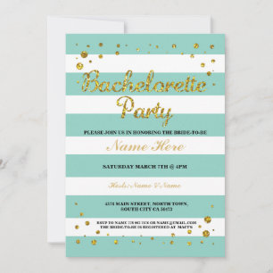 Bachelorette Party Mint Green Stripe Uitnodiging