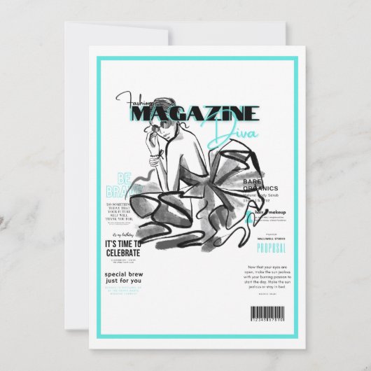 Bachelorette party modeontwerpster tijdschrift kaart (Voorkant)