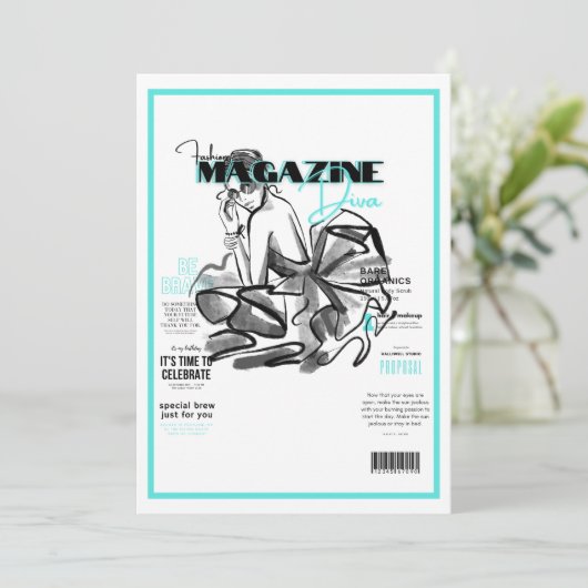 Bachelorette party modeontwerpster tijdschrift  kaart (Staand voorkant)