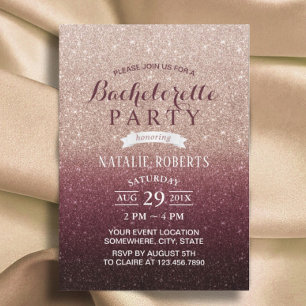 Bachelorette Party Modern Burgundy Roos Gold Ombre Kaart