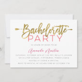 Bachelorette Party Modern Gold and Pink Typography Kaart (Voorkant)