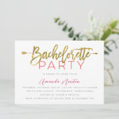 Bachelorette Party Modern Gold and Pink Typography Kaart (Staand voorkant)