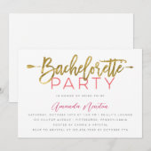 Bachelorette Party Modern Gold and Pink Typography Kaart (Voorkant / Achterkant)