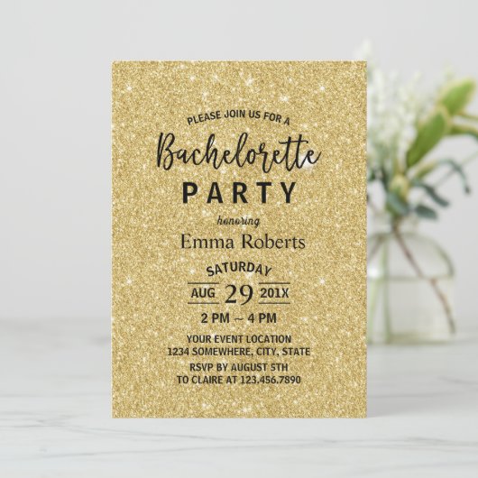 Bachelorette Party Modern Gold Glitter Sparlkes Kaart (Staand voorkant)