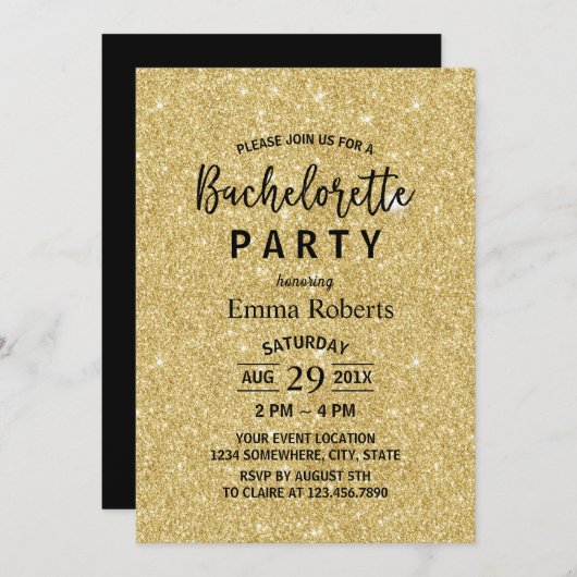 Bachelorette Party Modern Gold Glitter Sparlkes Kaart (Voorkant / Achterkant)