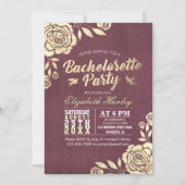 Bachelorette Party Modern Golden Roos Burgundy Red Kaart (Voorkant)