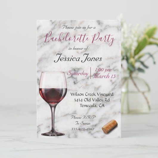 Bachelorette Party Modern Minimum Wine Tasting Kaart (Staand voorkant)