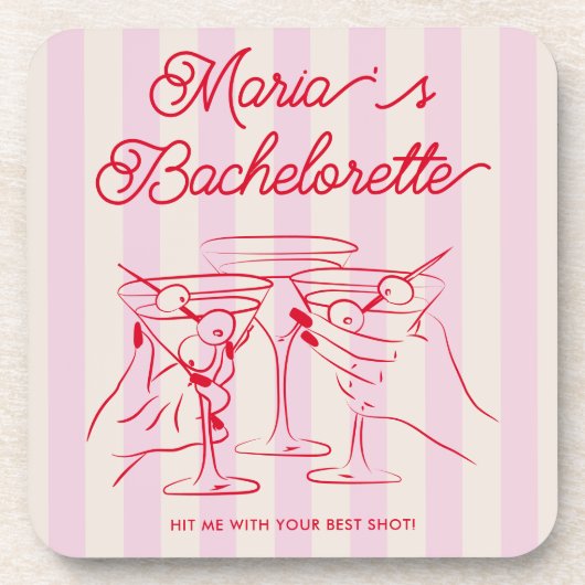 Bachelorette Party Modern Pink Bier Onderzetter (Voorkant)