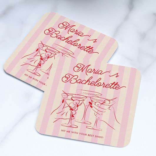 Bachelorette Party Modern Pink Bier Onderzetter