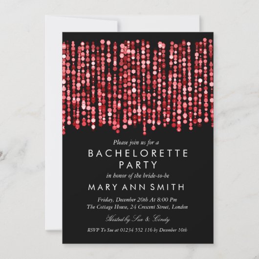 Bachelorette Party Modern Red Lights Kaart (Voorkant)