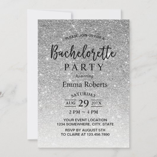 Bachelorette Party Modern Silver Glitter Kaart (Voorkant)