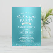 Bachelorette Party Modern Turquoise Glitter Kaart (Staand voorkant)