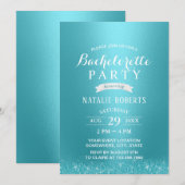 Bachelorette Party Modern Turquoise Glitter Kaart (Voorkant / Achterkant)
