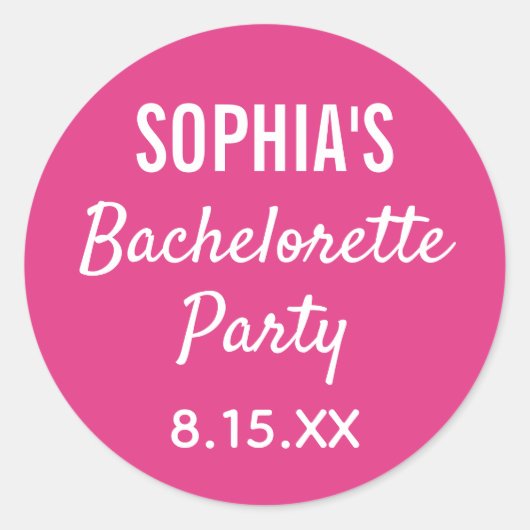 Bachelorette Party Modern Typography Pink Wedding Ronde Sticker (Voorkant)