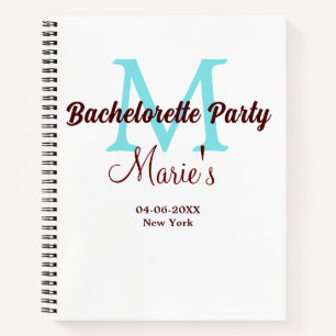 bachelorette party monogram naam datum plaats si notitieboek