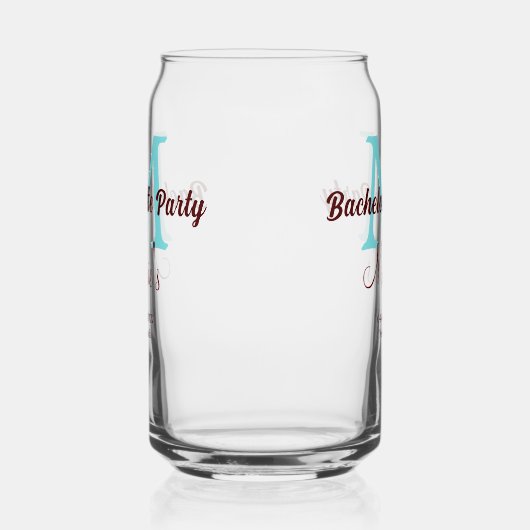 Bachelorette Party Monogram Naam toevoegen Datum P Blikvorm Glas (Links)