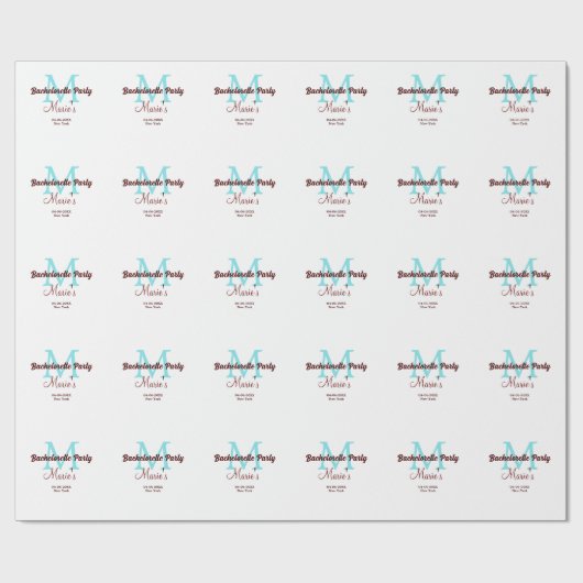 Bachelorette Party Monogram Naam toevoegen Datum P Cadeaupapier (Vlak)