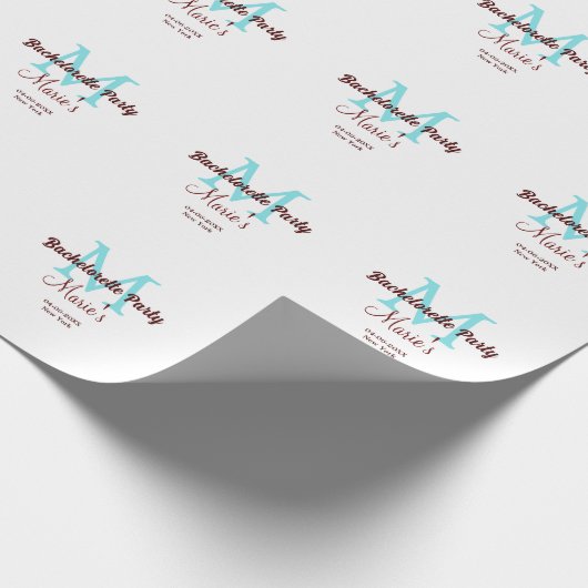 Bachelorette Party Monogram Naam toevoegen Datum P Cadeaupapier (Hoek)