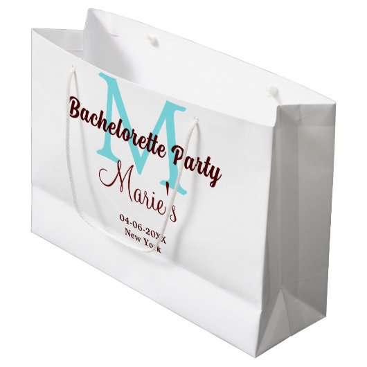 Bachelorette Party Monogram Naam toevoegen Datum P Groot Cadeauzakje (Voorkant Gekanteld)