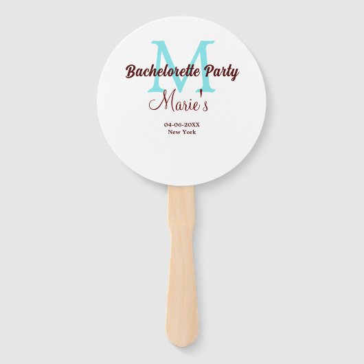 Bachelorette Party Monogram Naam toevoegen Datum P Handwaaier (Achterkant)