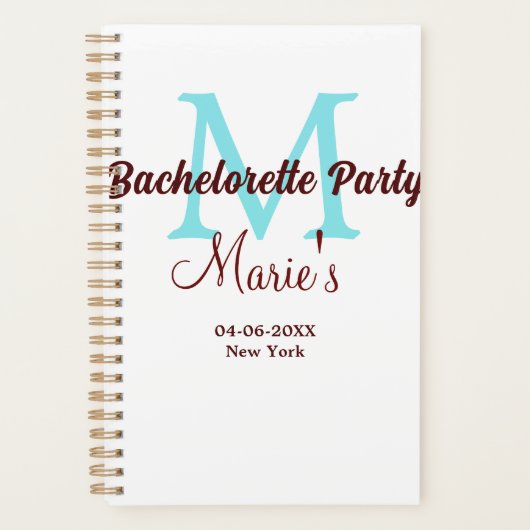 Bachelorette Party Monogram Naam toevoegen Datum P Planner (Voorkant)